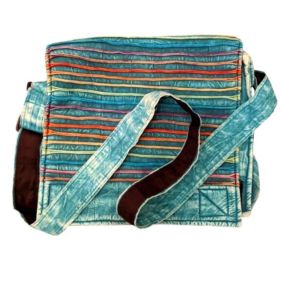 Boho Laptop Shoulder Bag TieDye Adjustable Cotton Distressed Retro Hippie - Picture 1 of 11